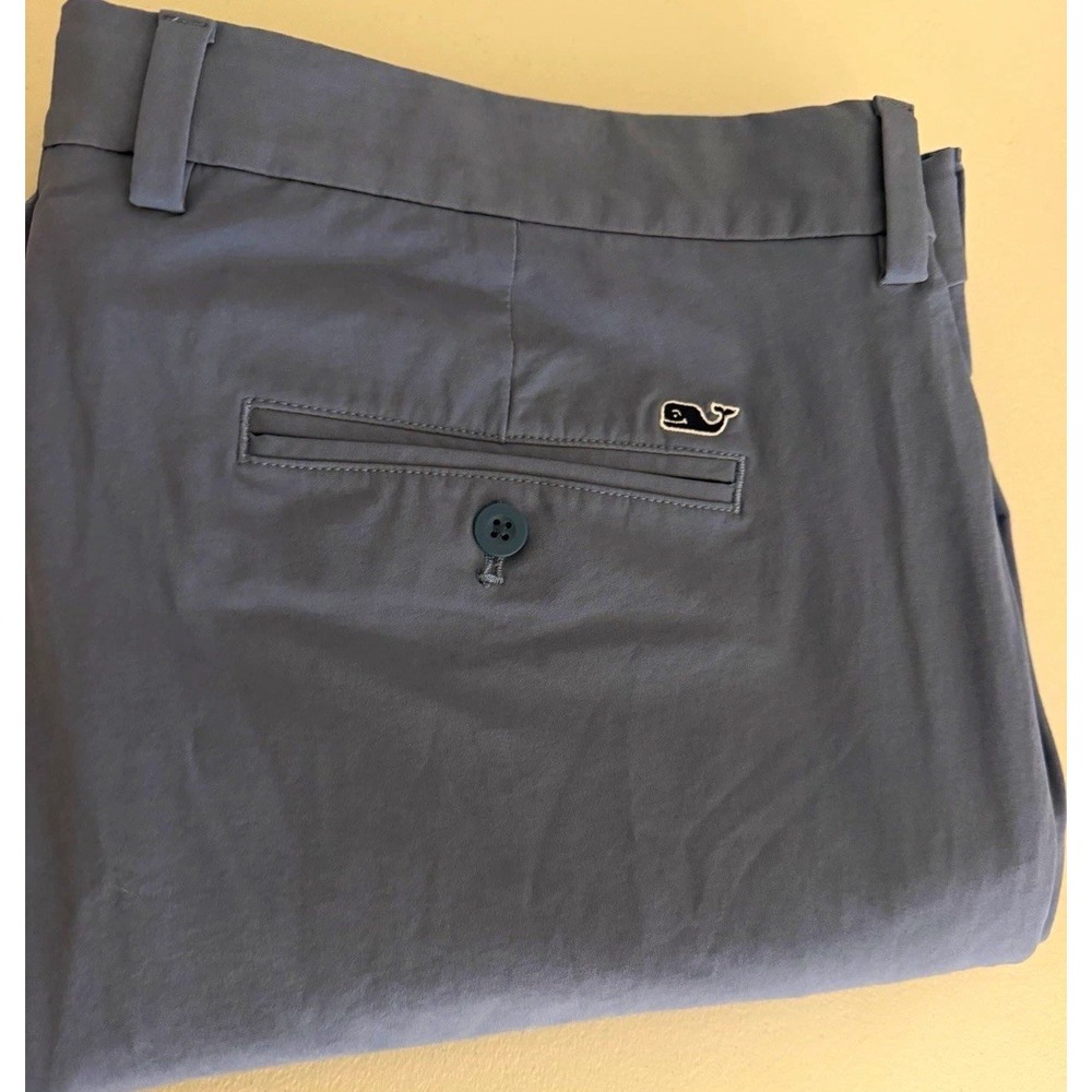 Vineyard Vines Performance Men's 40x32 Gray Chino Flat Front Tapered Stretch